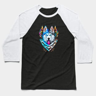 Alaskan Malamute Ice And Fire Sled Dog Baseball T-Shirt